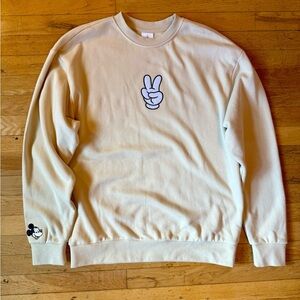 Disney Parks Disneyland WDW Mickey Mouse Peace Signs Crewneck Sweatshirt